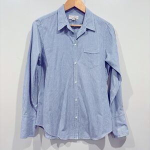 Nili Lotan Blue and White Stripe Button Down Shirt Size S
